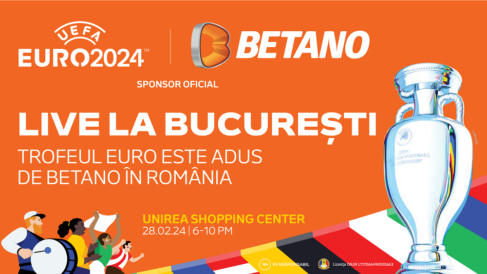 Trofeul Campionatului UEFA EURO 2024, adus în România de Betano